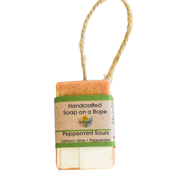 The Natural Spa Cosmetics, Peppermint Sours Soap On A Rope, 100g