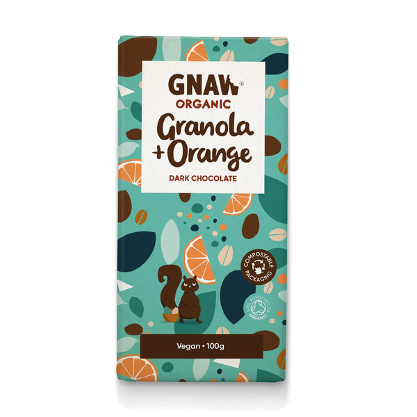 Organic Granola & Orange Dark Chocolate Bar, Gnaw